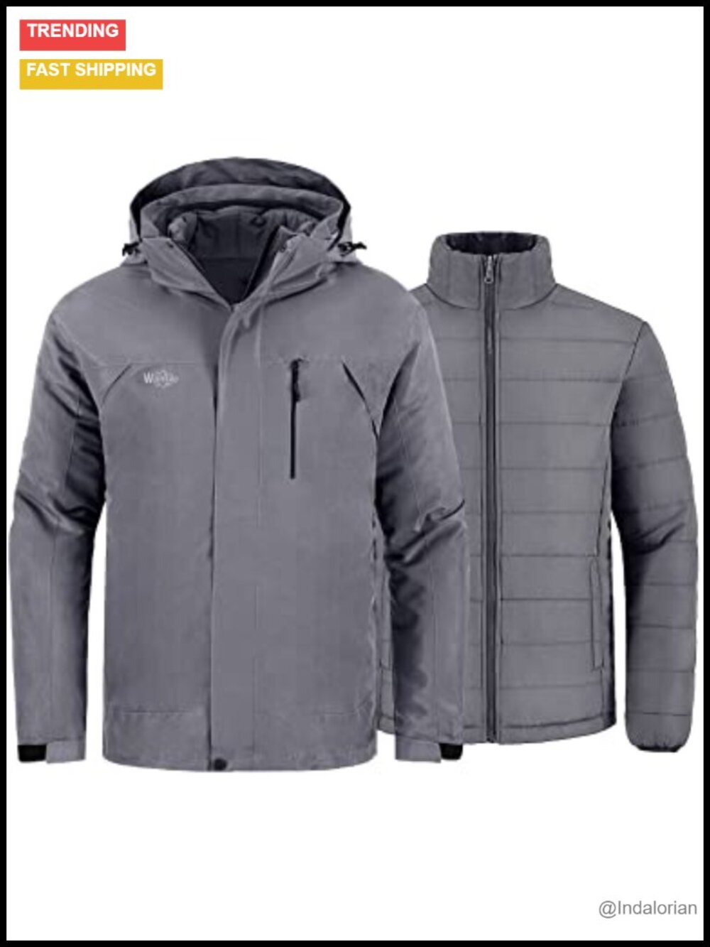 3-in-1 Waterproof Ski Jacket Detachable Puffer Insulated Winter Coat Men's